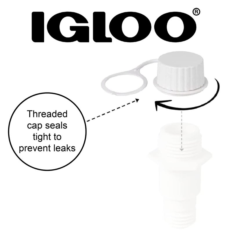 Igloo Cooler Threaded Drain Plug Caps with Plastic Tether 20049 White Small - Image 3